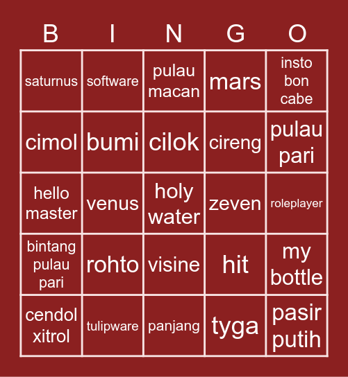 luka Bingo Card