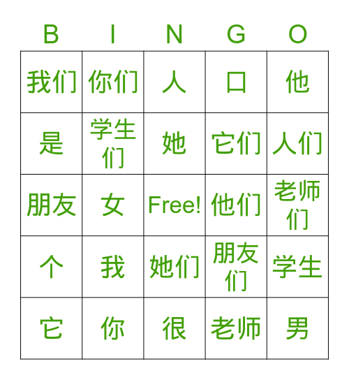 zaimki Bingo Card