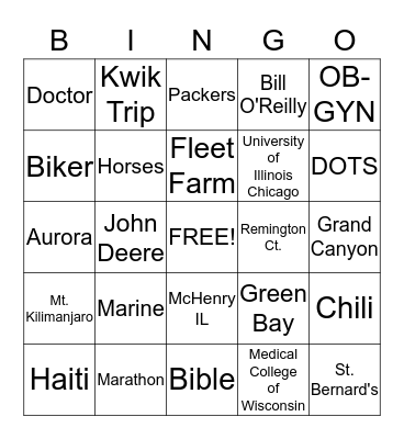 BINGO JIM Bingo Card