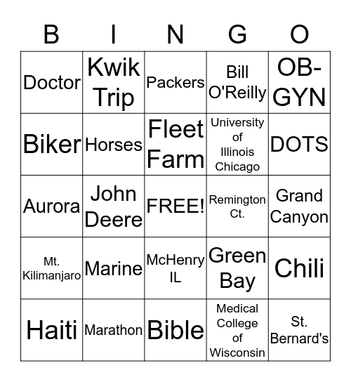 BINGO JIM Bingo Card