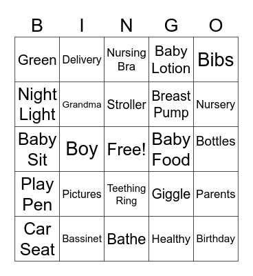 Imani & Jeff Gender Reveal Bingo Card