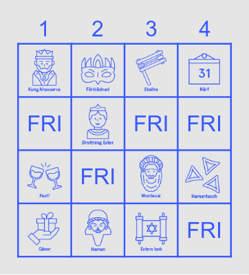 Purim Bingo Card