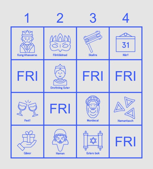 Purim Bingo Card