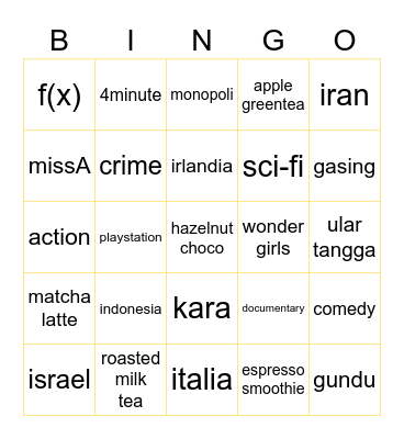 chaeng Bingo Card