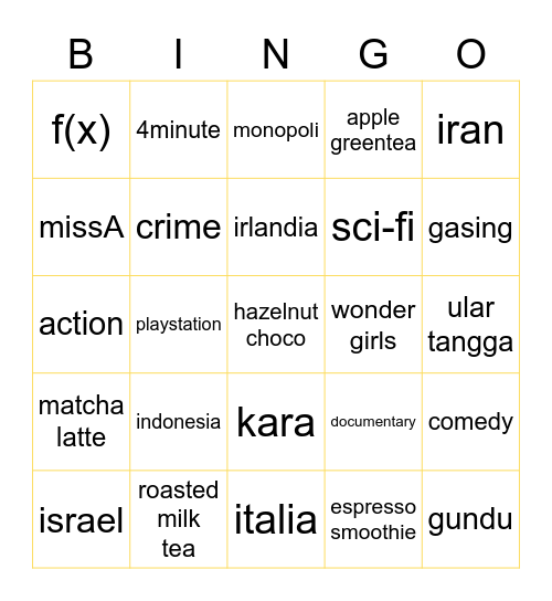 chaeng Bingo Card