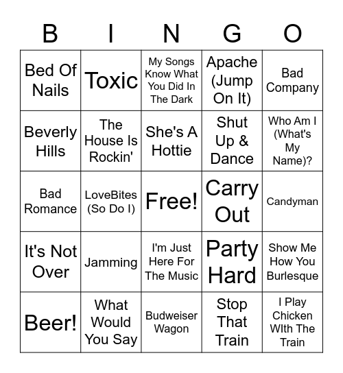 Misc. Hits Bingo Card