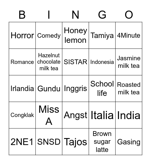 Emin's Bingo Card