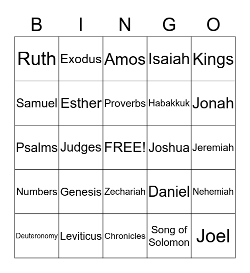 Old Testament Bingo Card