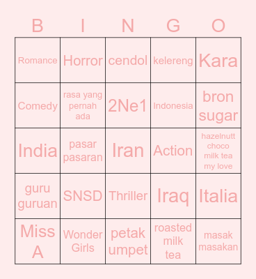 🧚🏻‍♀️ minya 🧚🏻‍♀️ Bingo Card