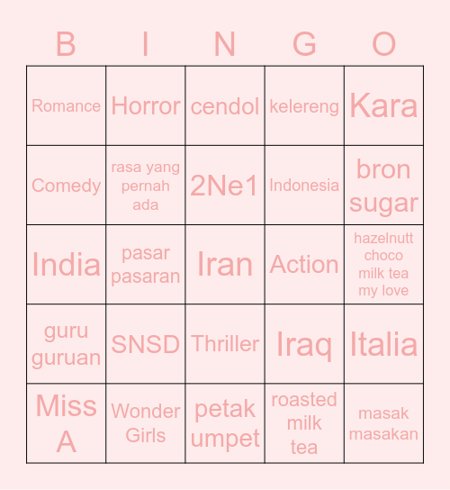 🧚🏻‍♀️ minya 🧚🏻‍♀️ Bingo Card