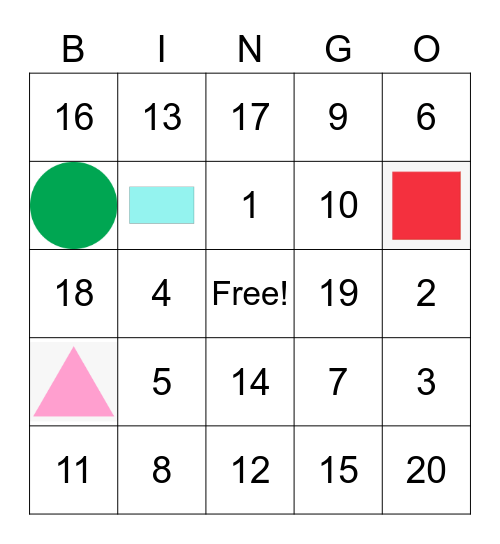 Number and Shape Bingo Card