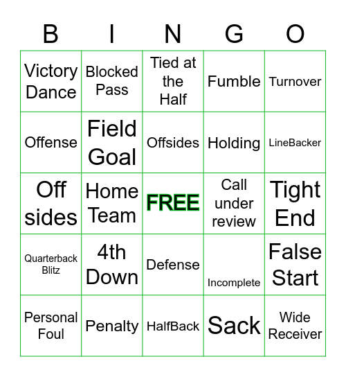 FOOTBALL BINGO Card