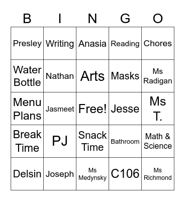 C106 Bingo! Bingo Card