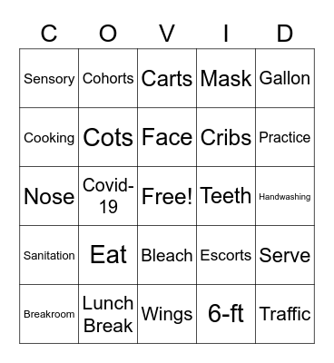 Keep Covid Out Bingo Card