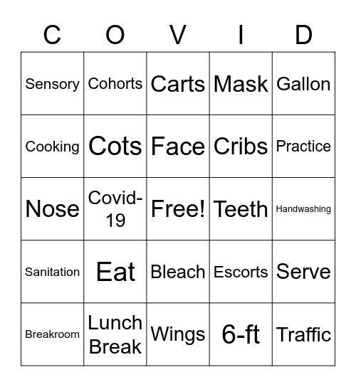 Keep Covid Out Bingo Card