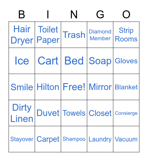 Housekeeping Bingo Card