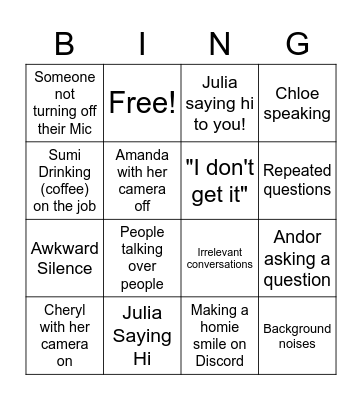 Orientation Leader Bingo 2 Bingo Card