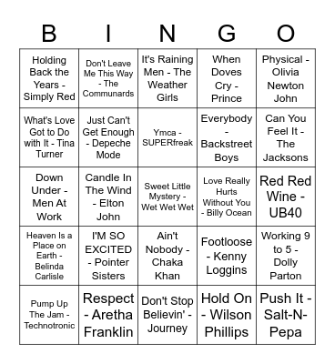 RnR Bingo - Summer Event 2020 Bingo Card