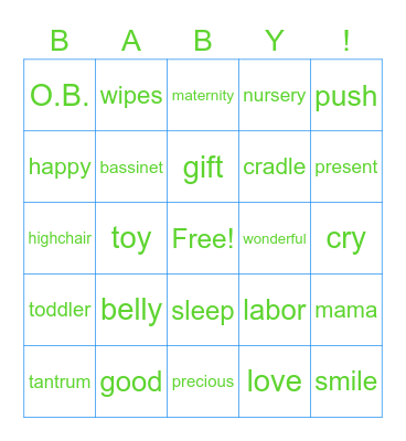 STEPH & CLEM BABY SHOWER BINGO Card