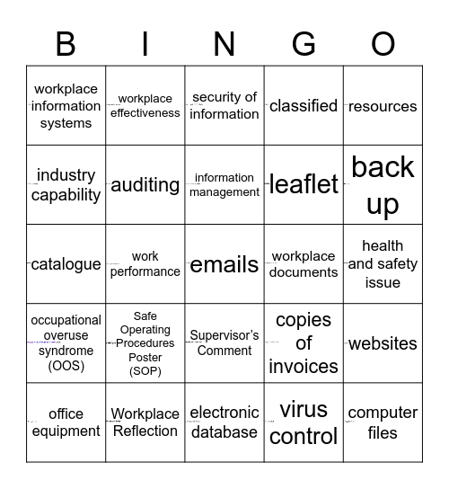 Workplace Bingo Card