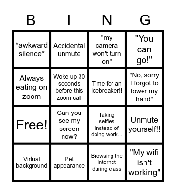 ZOOM BINGO Card