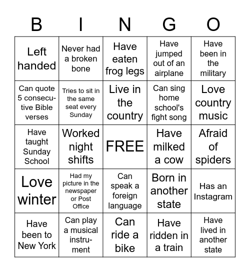 All ABOUT Me Bingo Card