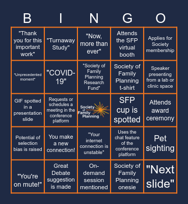#SFP2020 Bingo Card