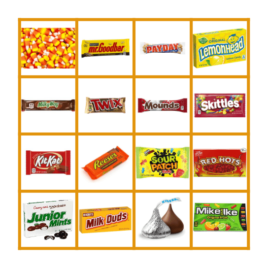Candy Bar Bingo! Bingo Card