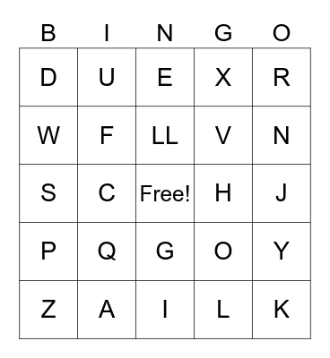 SPANISH ALPHABET Bingo Card