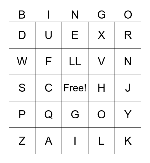 SPANISH ALPHABET Bingo Card