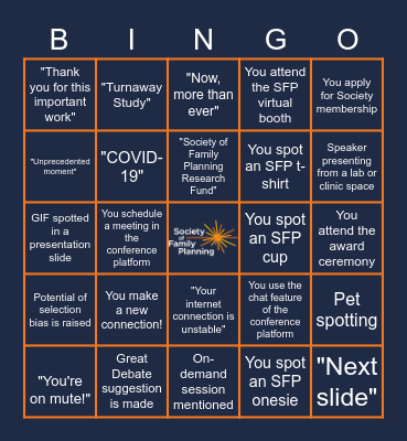 #SFP2020 Bingo Card