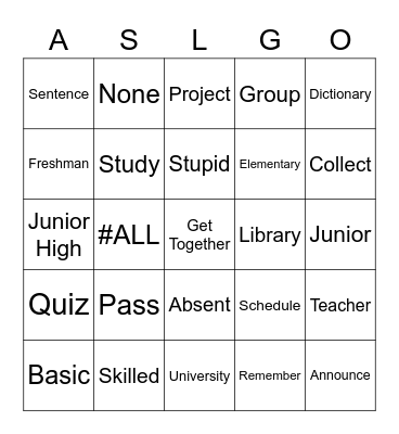 School House Rocks List 2 Bingo Card