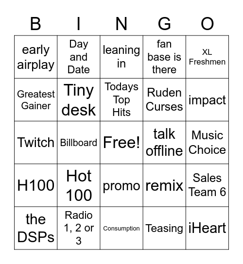 Label Meeting Bingo Card