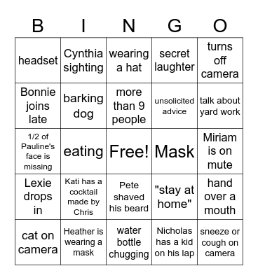 zoom Bingo Card