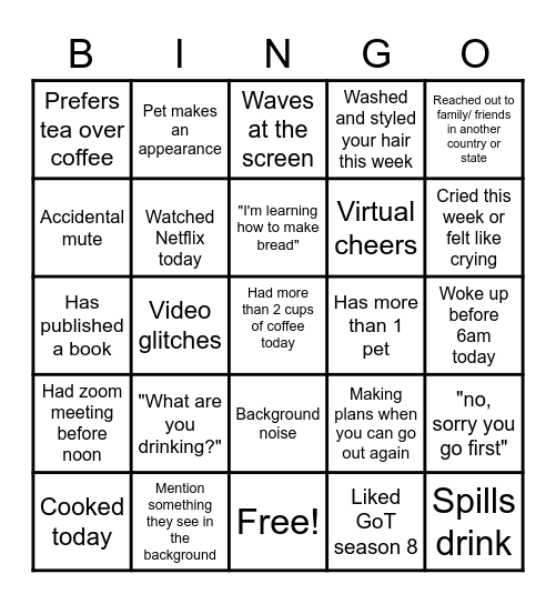 TKA Happy Hour Bingo Card