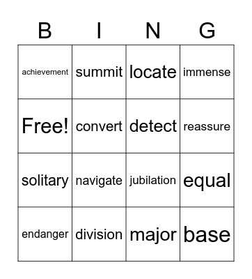 Michelle's Vocabulary Bingo Card