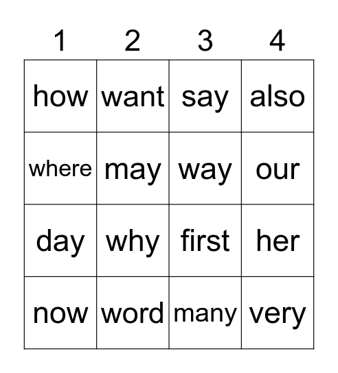 Riley's Bingo Card