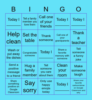 Random Acts of Kindness BINGO! Bingo Card