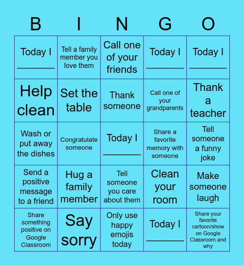Random Acts of Kindness BINGO! Bingo Card