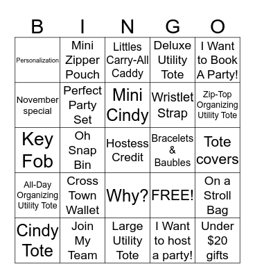 Thirty-One Bingo! Bingo Card