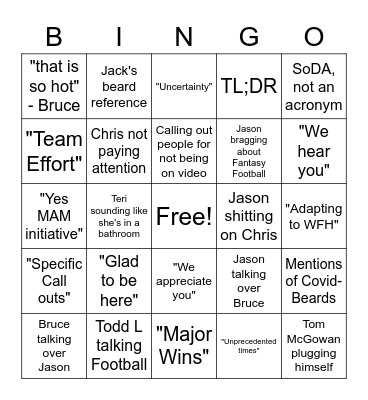 All Hands 9/1/2020 Bingo Card