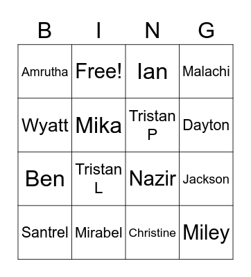 STAR Bingo Card