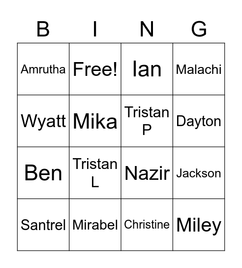STAR Bingo Card