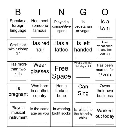 Kierra's Birthday BINGO Card