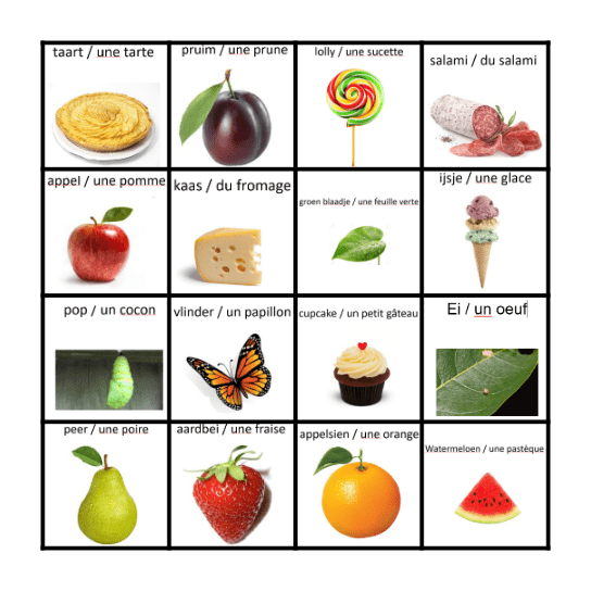 La chenille affamée Bingo Card