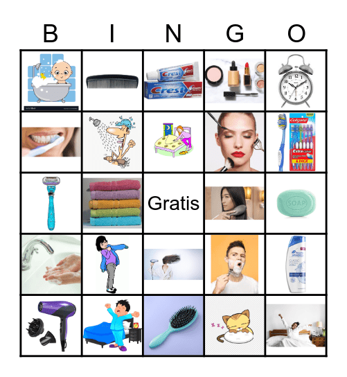 Hygiene and Reflexive verbs Bingo Card