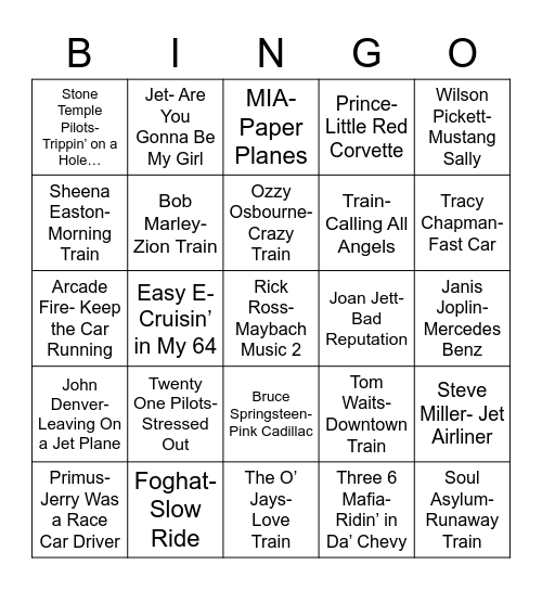 Total-Quiz.com Presents Radio Bingo: "Good" Stuff Bingo Card