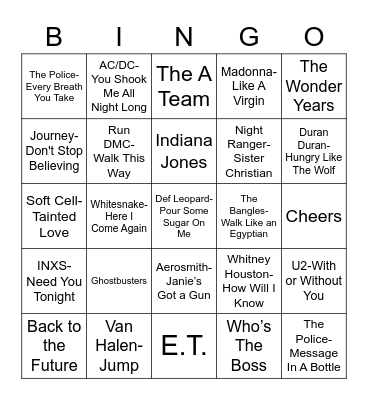 Total-Quiz.com Presents Radio Bingo: Remember the 80's Bingo Card