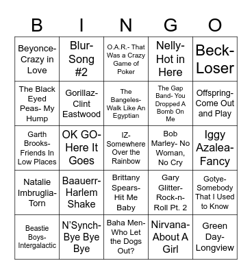 Total-Quiz.com Presents Radio Bingo: B I N G O Bingo Card