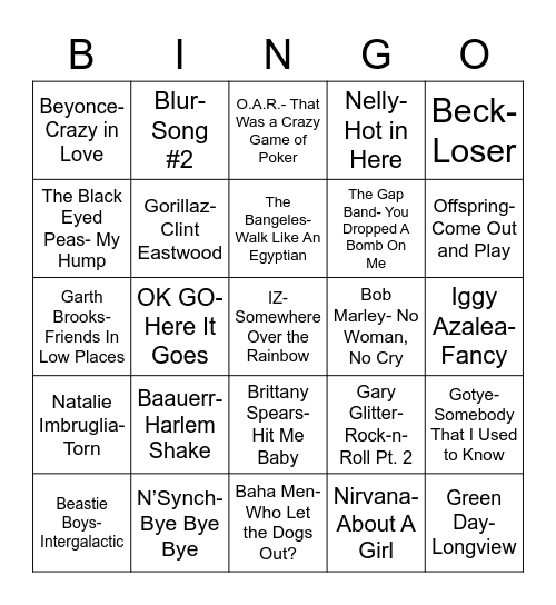Total-Quiz.com Presents Radio Bingo: B I N G O Bingo Card